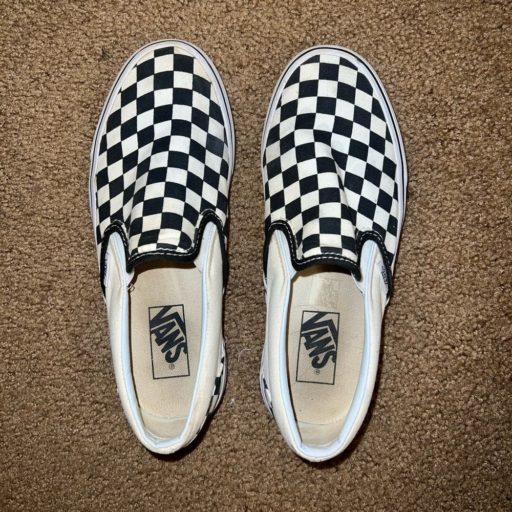 Checkered slip on vans
